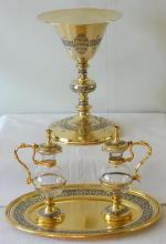 Solid silver gilt antique French Chapel Set